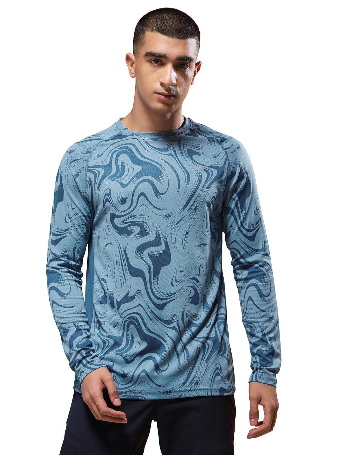 TECHNOSPORT Men’s Slim Fit Crew Neck Full Sleeve Printed Jacquard T-Shirt with Technocool+, UPF50+ for Gym, Sports & Regular use TECHNOSPORT Men’s Slim Fit Crew Neck Full Sleeve Printed Jacquard T-Shirt with Technocool+, UPF50+ for Gym, Sports & Regular use