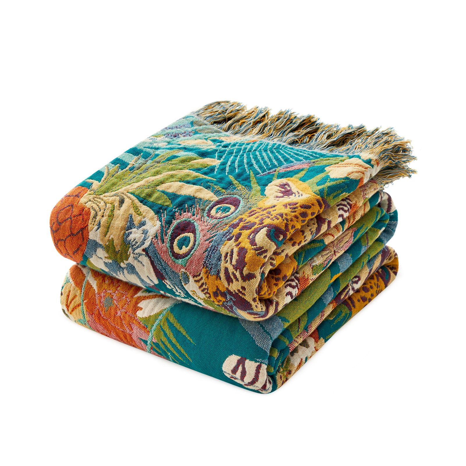 LUTBM Boho Throw Blanket for Couch 50"x60", Cotton Decorative Bed Throws