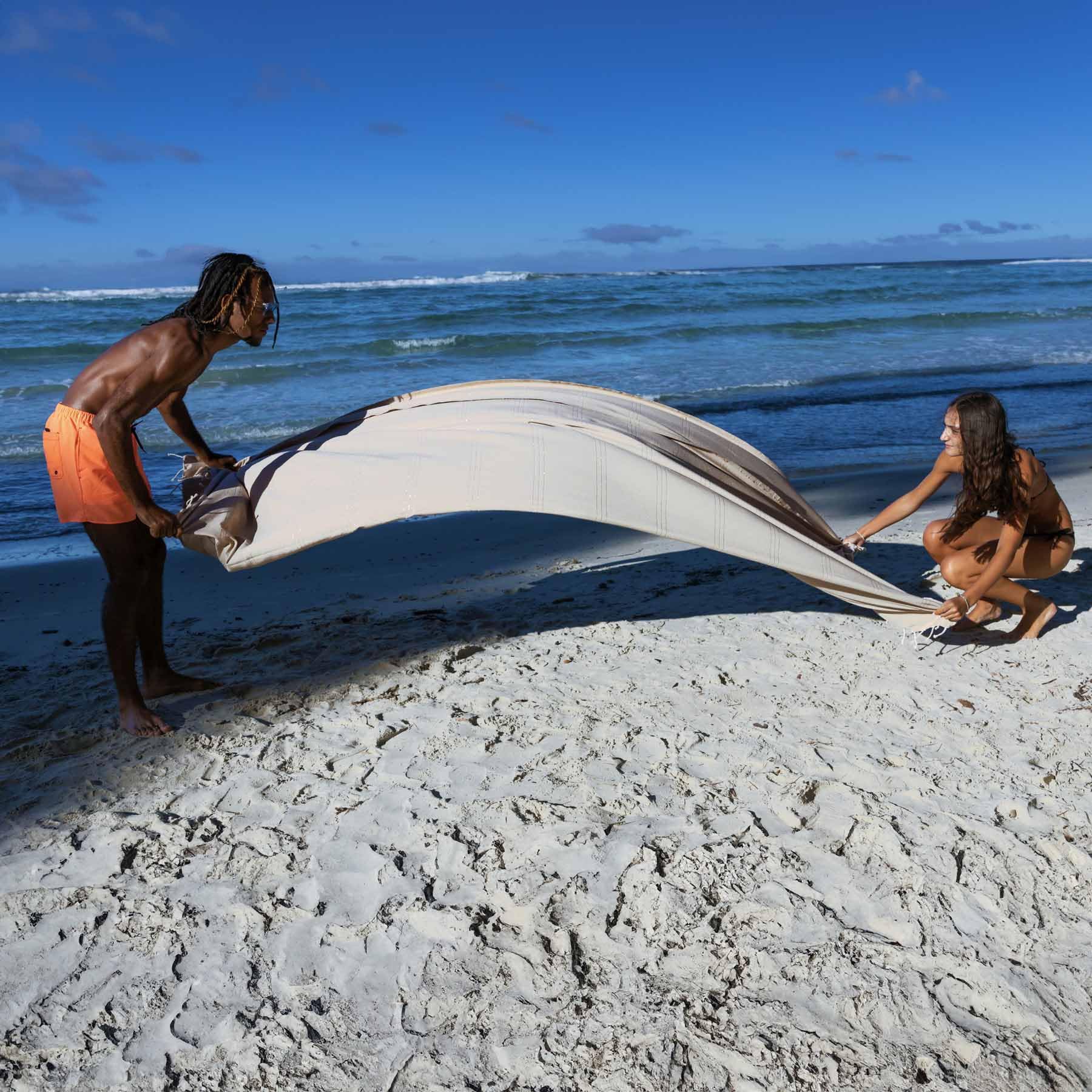 Reva - Fouta Serviette Plage XXL Coton recyclé 2x3 m Bali - 200 x 300 cm
