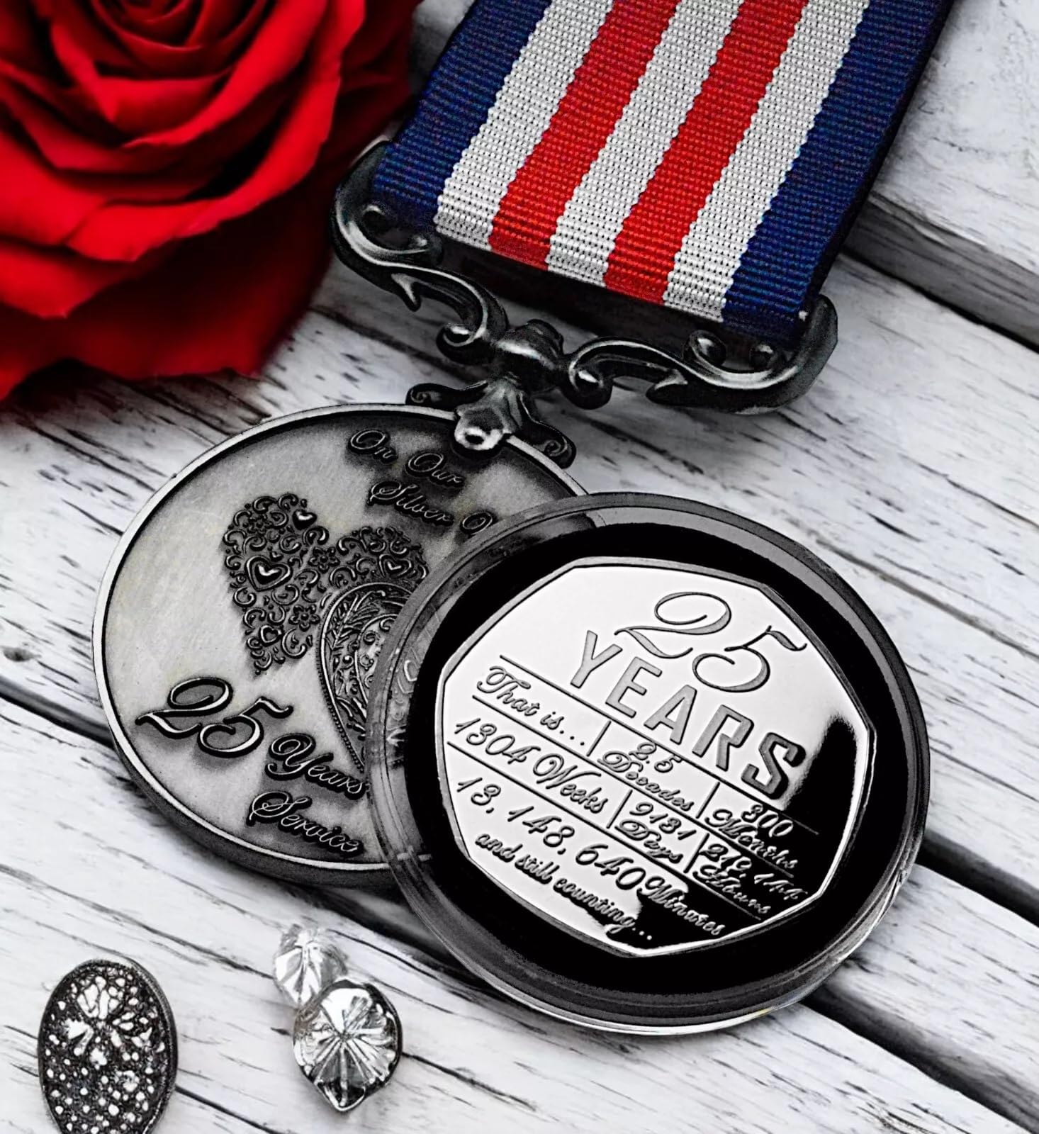 The Commemorative Coin Company Silver 25Th Wedding Anniversary Commemorative & Service Medal. Gift/Present. 25 Years Together Gift For Wife/Husband