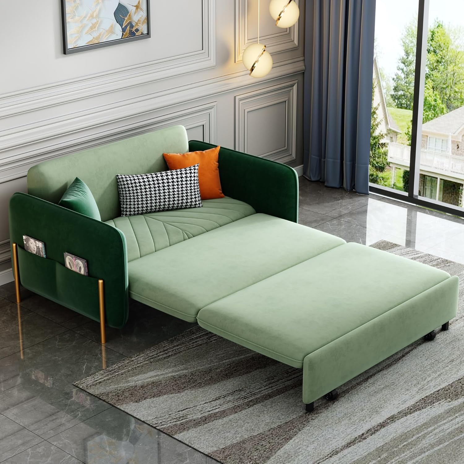 comfor u 53.5" Full Sleeper Sofa Green Upholstered