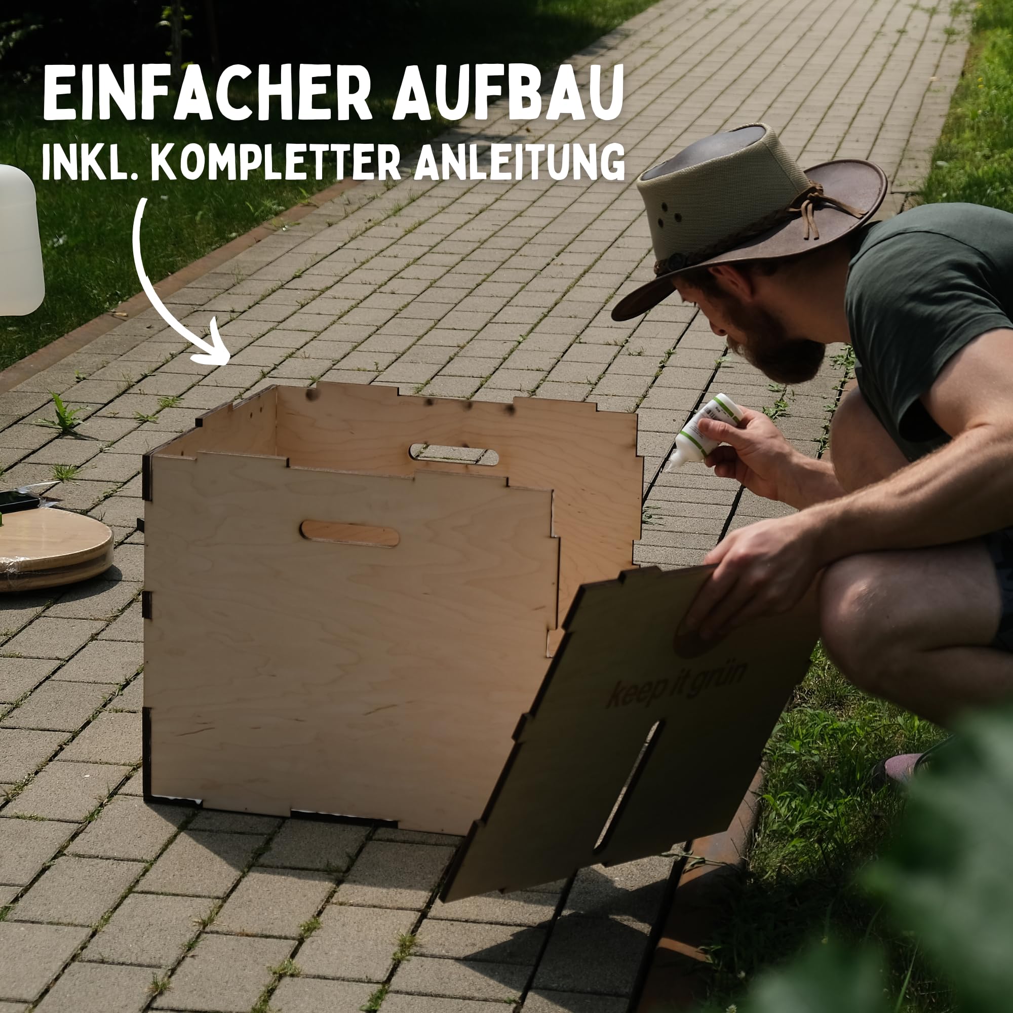 Trockentrenntoilette für Drinnen & Draußen (Bausatz) +500g PK | Komfort Komposttoilette mit 45cm Sitzhöhe | Fest- und Flüssigtrennung | ohne Wasseranschluss | gratis Pflanzenkohle-Einstreu