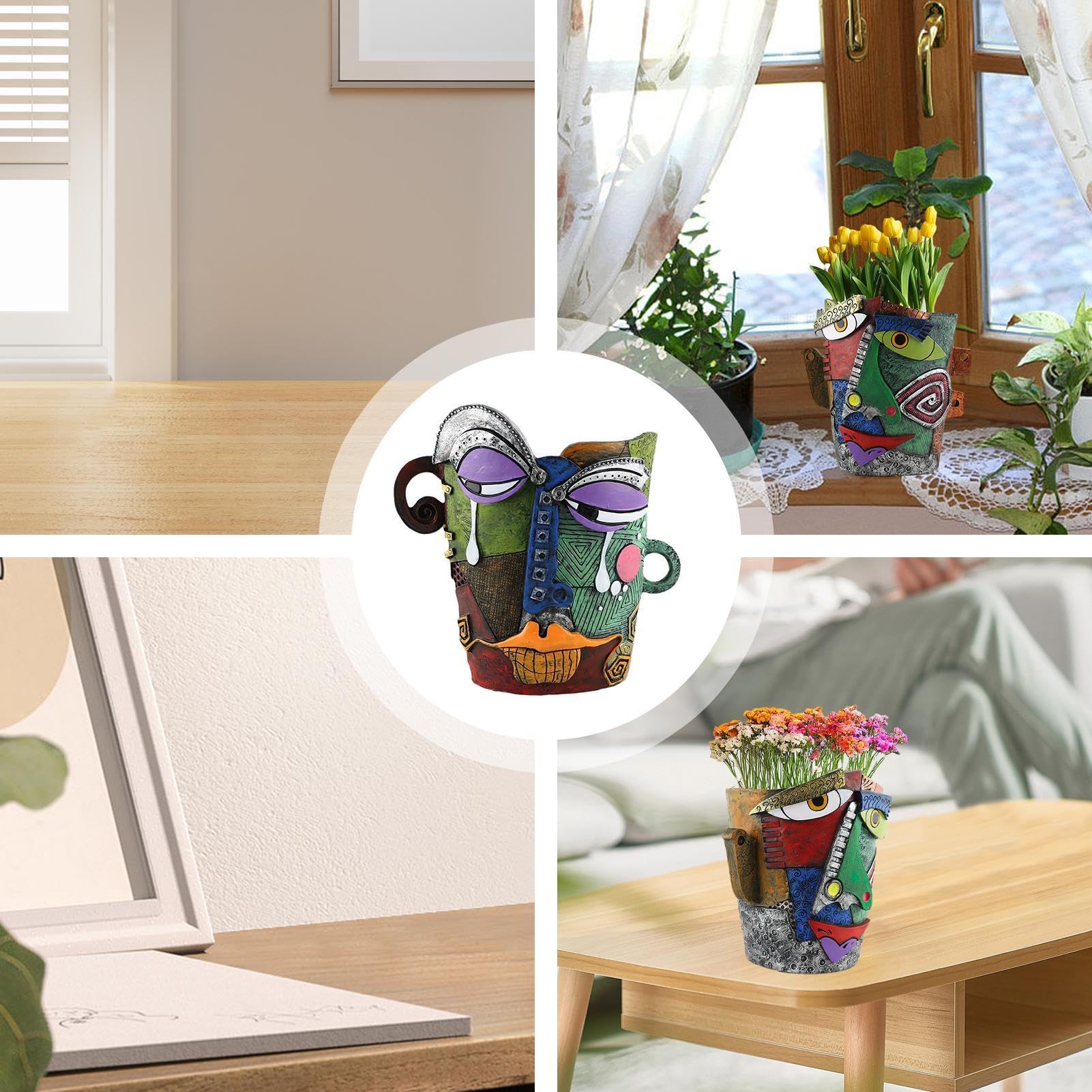 Vaso Da Fiori Con Viso Di Bellezza Astratto, Contenitore Per Piante In