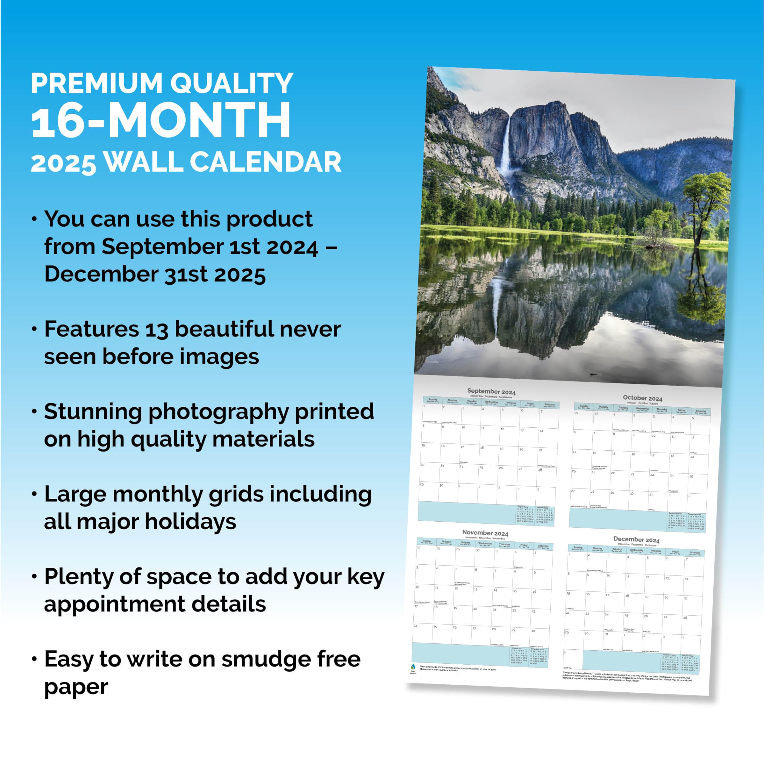 Dayplanner Publishing Natural Wonders Calendar 2026, Large Square Wall Calendar With Organisational Stickers, 16 Month - Image 3