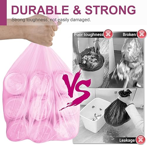 Miniatura 2 de Charmount Bolsas de basura pequeñas para baño, bolsas de basura de 4 galones para cocina, dormitorio, sin perfume, 80 unidades, color rosa intenso