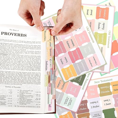 Noveread 90 pestañas bíblicas en español, pestañas de libro de diario bíblico, incluye 73 pestañas bíblicas del nuevo y antiguo testamento y 17