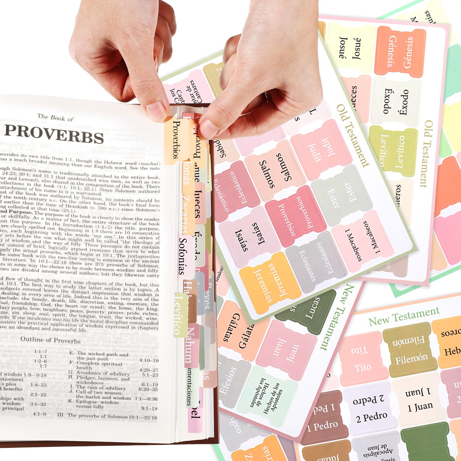 Noveread Pestanas Para Biblia En Espanol Spanish Bible Tabs Earth Tone Bible Book Tabs Catholic for Women and Men, Easy to Read, Apply