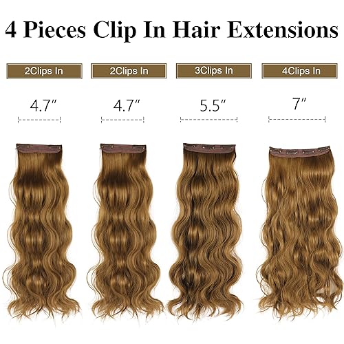 Miniatura 3 de Extensiones de cabello con clip, 4 piezas de 20 pulgadas, de fibra sintética negra, largas, rectas y gruesas, para mujer