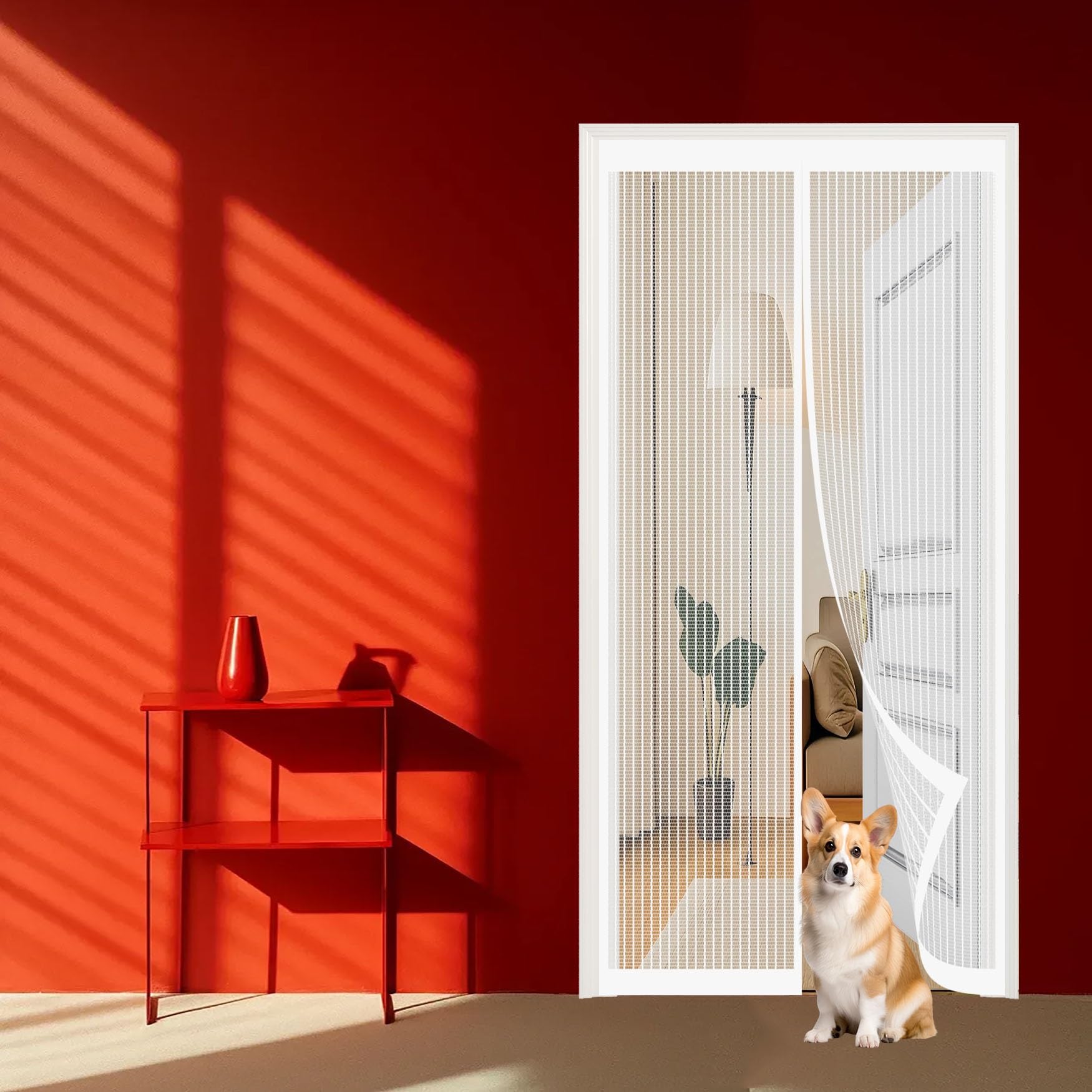 Moustiquaire aimantée porte 106x250cm contre les moustiques rideau blanc pour entrée et balcon