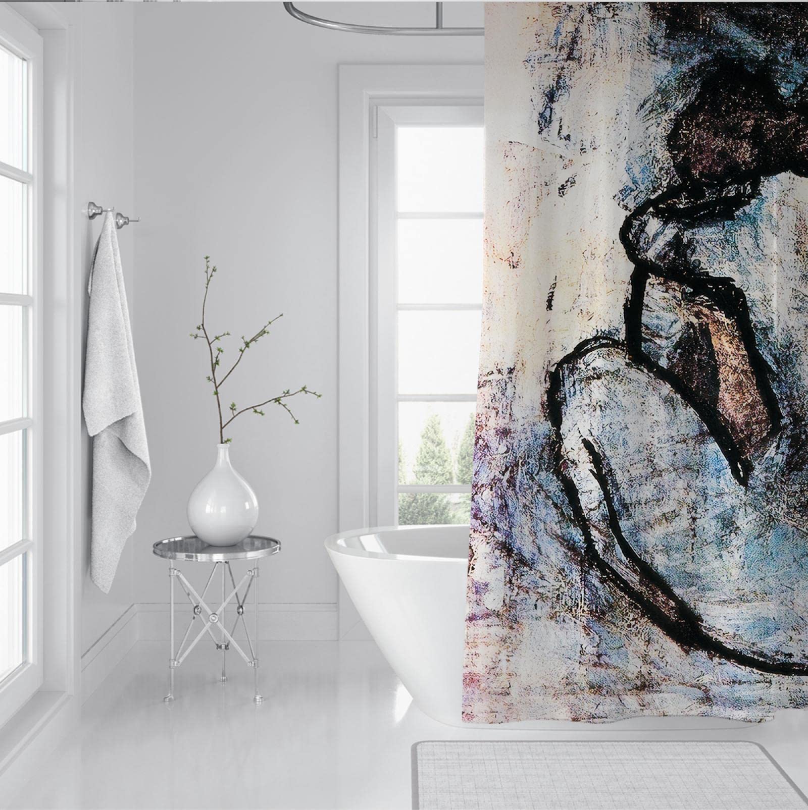 Blue Nude by Picasso Zasłona prysznicowa Zestawy zasłon łazienkowych z haczykami Zasłona prysznicowa do łazienki Poliestrowe zasłony prysznicowe 150Wx180Lcm