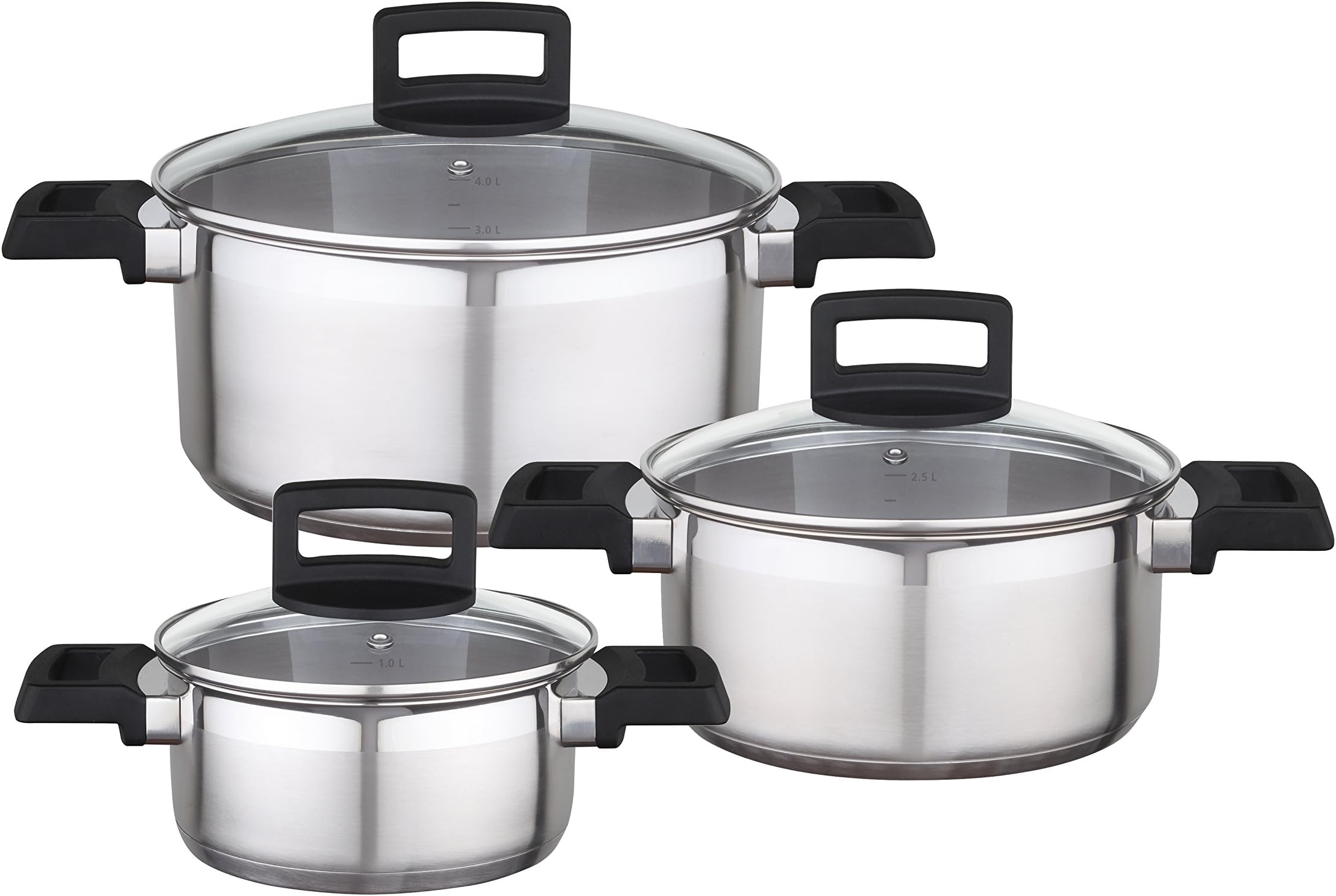 Stahlwaren GmbH Cooking Pot Set, Silver/Clear, 3-Piece