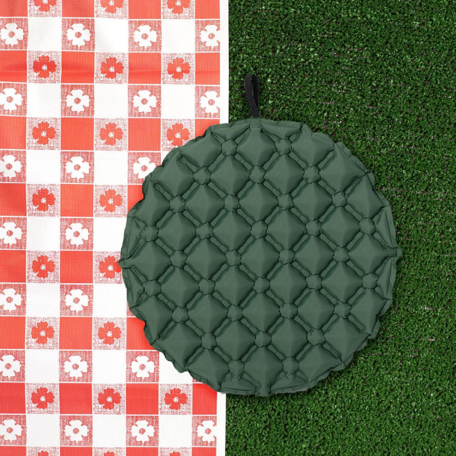Menolana Inflatable Seat Cushion Sit Mat Pad Portable Office Chair Pad for Stadium Airplane Outdoor Sports Boating Picnics, Green