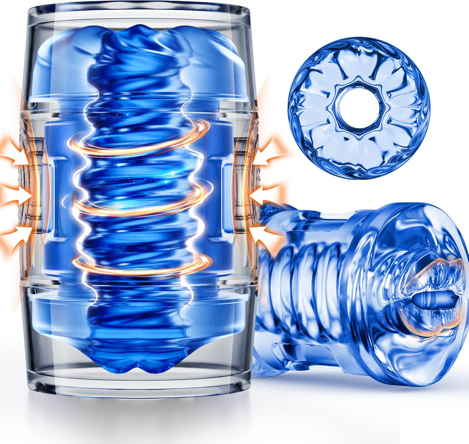 Male Masturbator Sex Toys for Men - Male Stroker Squeezable Pocket Pussy with Spiral Texture, Open Ended Penis Sleeve Mens Sex Toy for Blowjob, Masterbater Realistic Oral & Anal Sex Toys for Couples