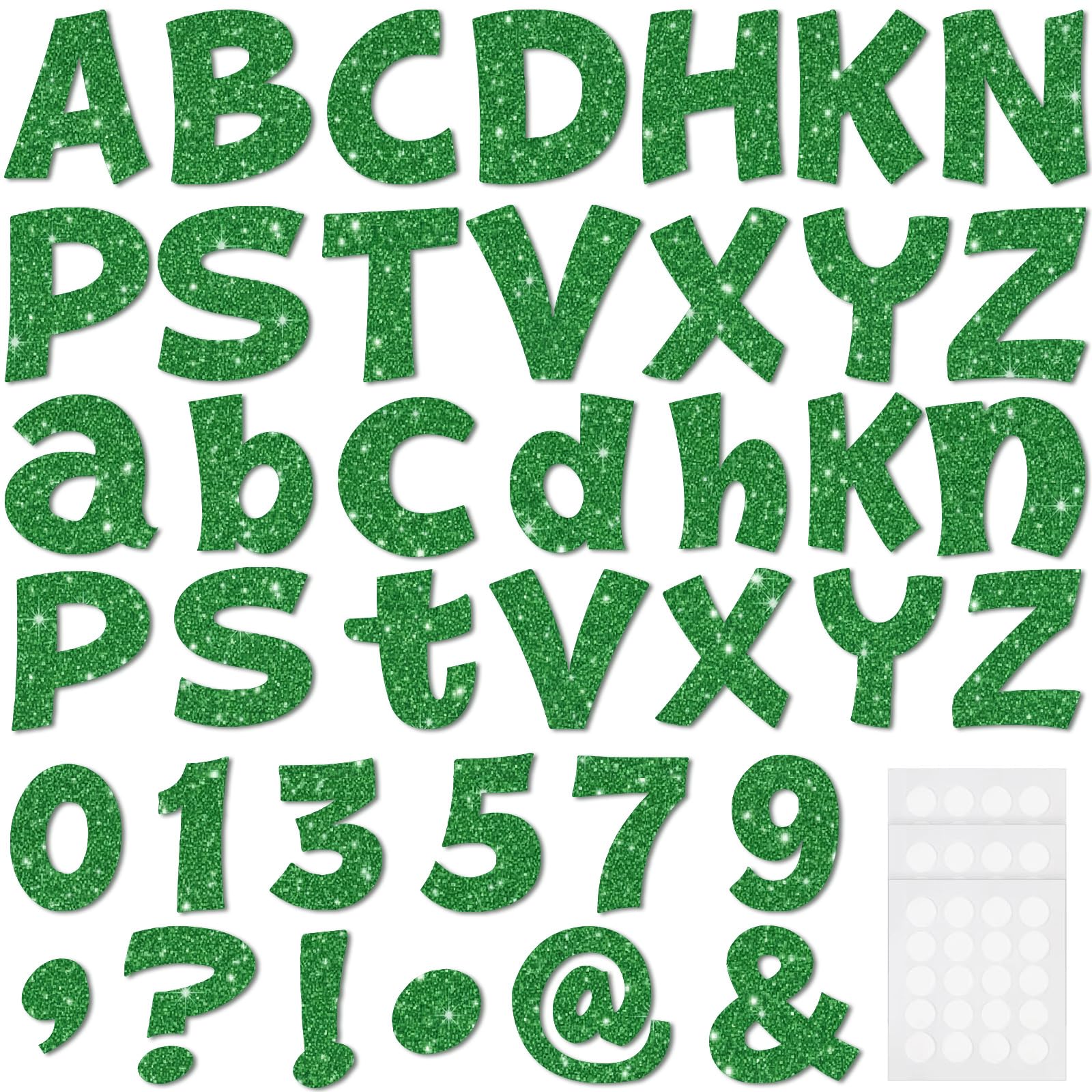 Colarr 216 Pcs 4 Inch Green Glitter Bulletin Board Letters for Classroom