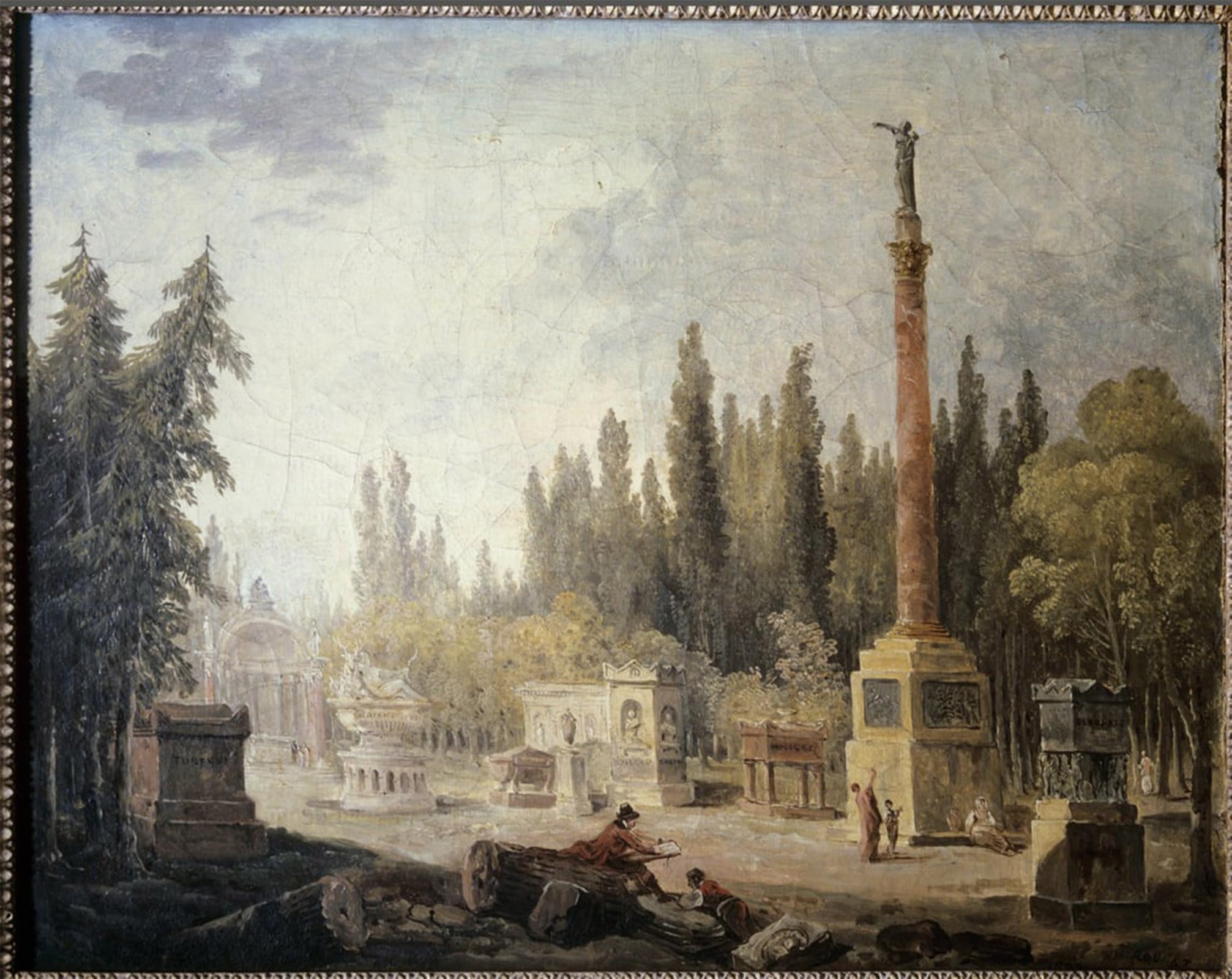 POSTERIIk Vintage Art Print Images Pictures Print View of the Garden of the Musee Des Monuments Francais Painting by Hubert Robert Modern Colour Posters for Office Home Decor 60x90cm