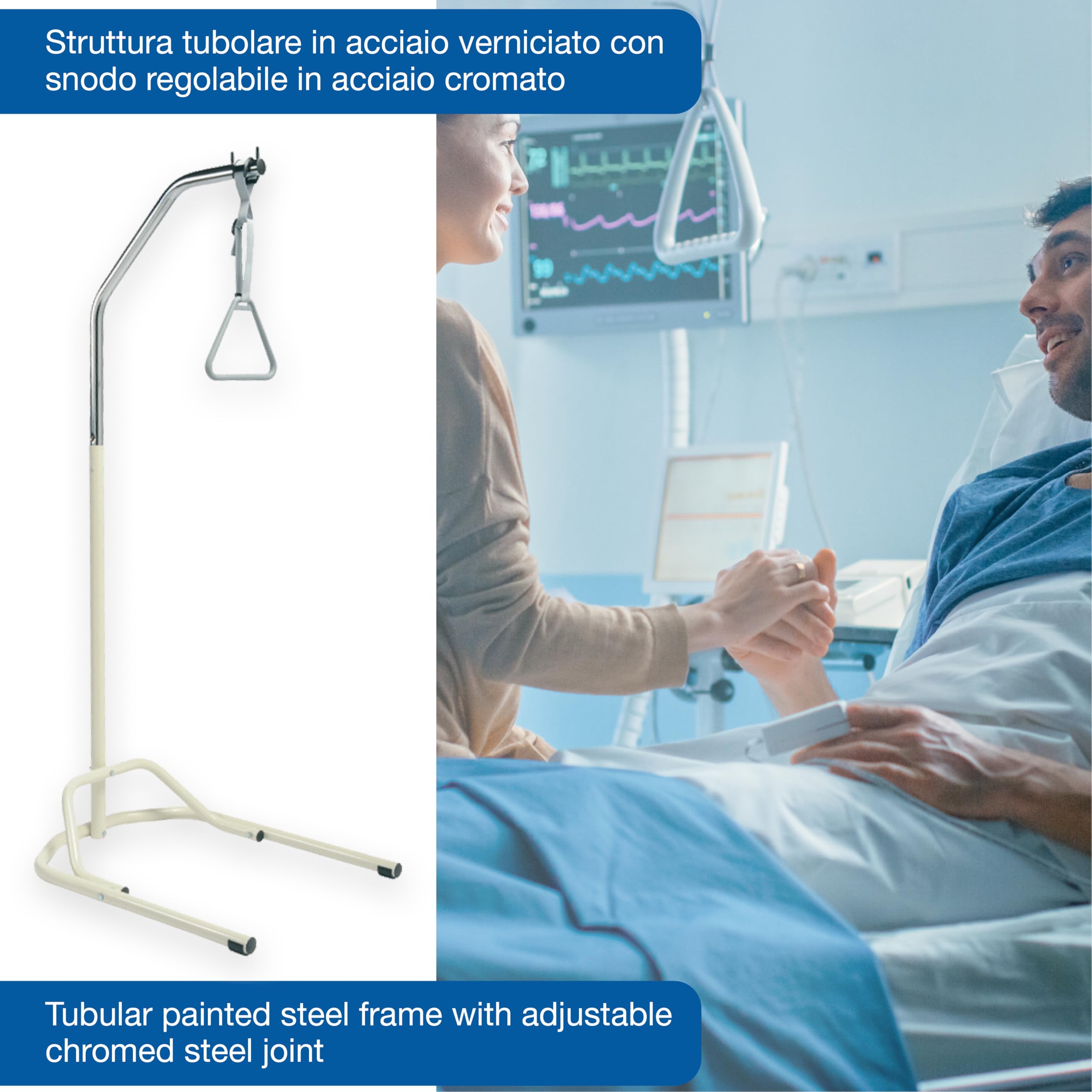 GIMA Vaimas - Sistema incorporador de trapecio, estructura tubular de acero con articulación ajustable y 3 regulaciones de altura, 27645
