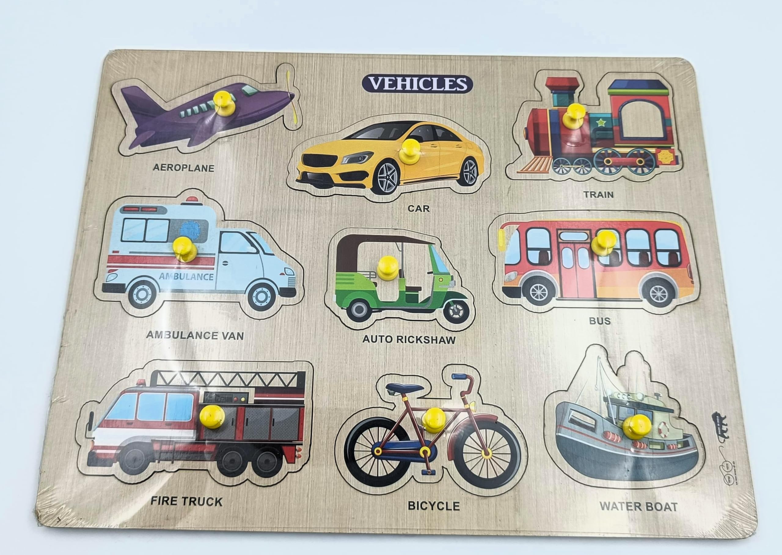 Road Buddies on The Go! Chunky Wooden Vehicle Puzzle with Knobs (Ages 2+) ehicles, Wooden, Knobs, Puzzle, Educational, Learning, Kids