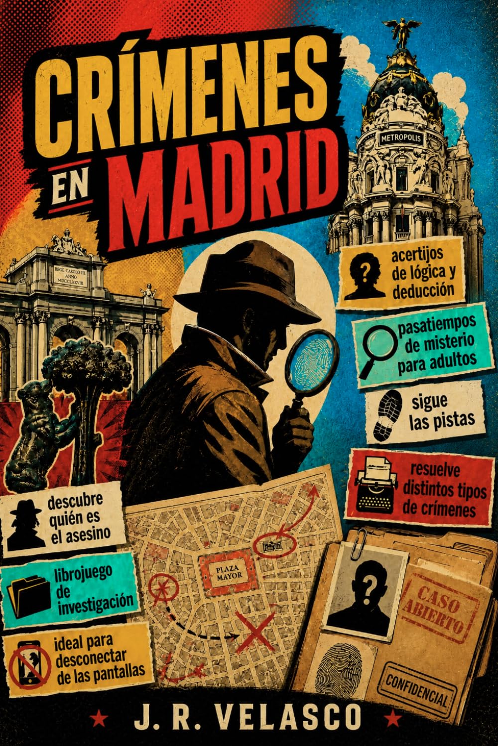 Crímenes en Madrid: Pasatiempos de misterio, acertijos de lógica y deducción para adultos. Sigue las pistas, resuelve distintos tipos de crímenes y descubre ¿quién es el asesino?