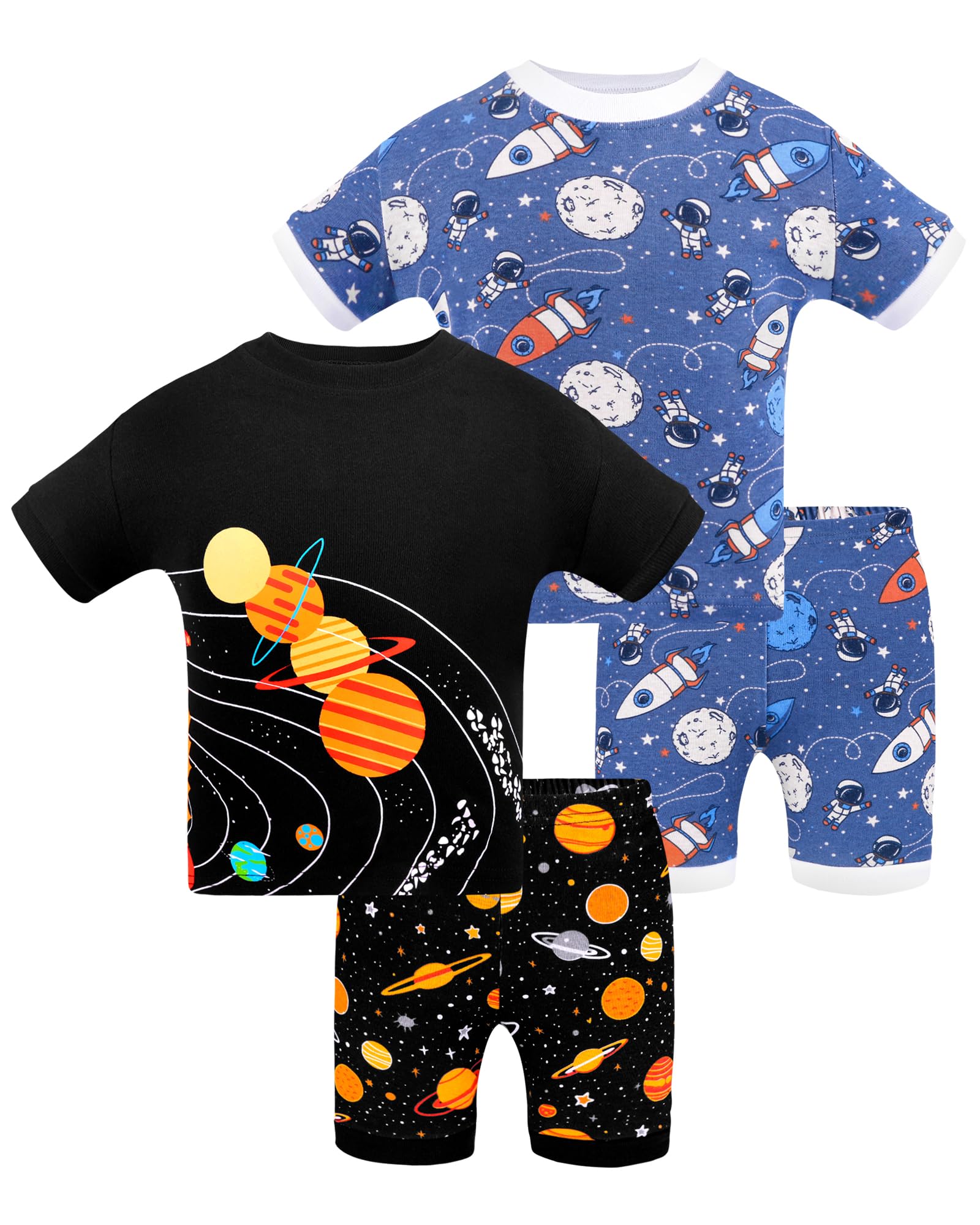 DAUGHTER QUEEN Boys Summer Pajamas Set 4 Pieces 100% Cotton Sleepwear