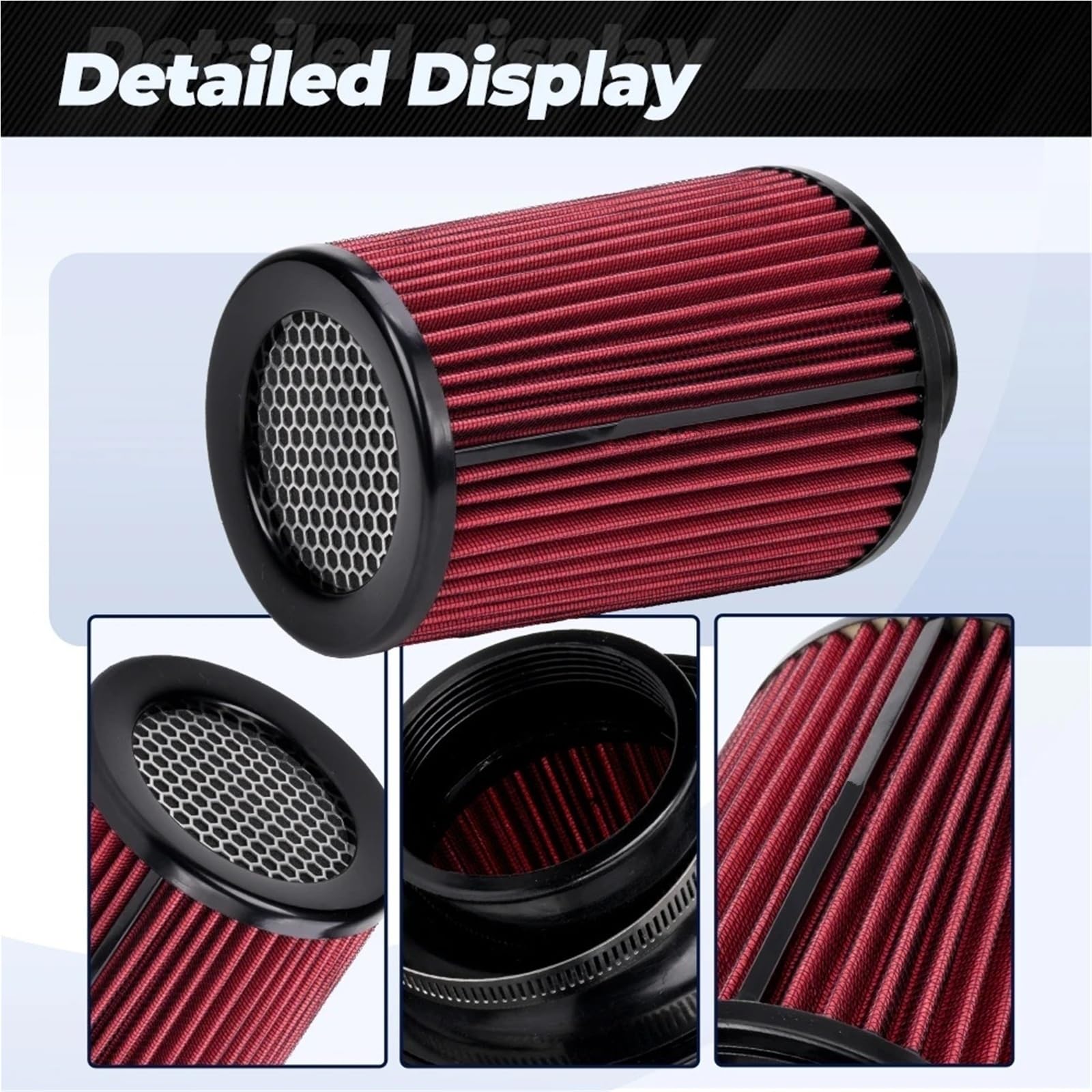 Filtr powietrza samochodu 76MM samochodowy filtr dolotowy zimnego powietrza zestaw indukcyjny Cleaner filtr powietrza samochodowego Sport Power Mesh stożek wysoki przepływ OFI207(Carbon pattern)