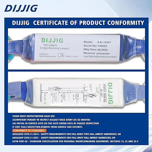 Miniatura 7 de Arnés de seguridad de protección de cuerpo completo, ajuste de 5 puntos, seguro y cómodo, posicionamiento de construcción extra largo, pierna
