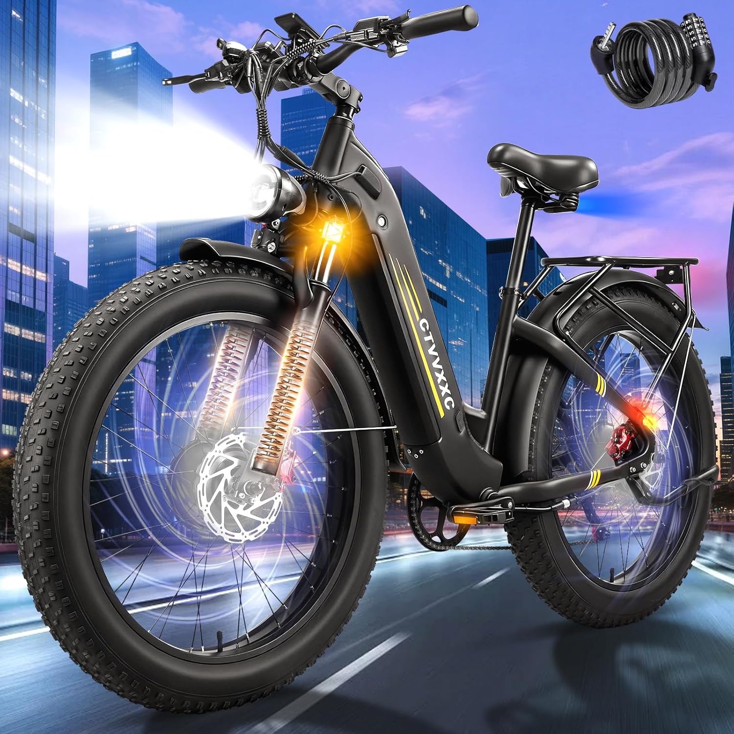8000W Peak Dual Motor Bike for Adults 45-50M PH 52V 26Ah 1352Wh Battery, 95-105 Miles Long Range with Hydraulic Disc Brake,26”x4.0” Fat Tire Electric Mountain E Bike 7-Speed Gear Lockable Suspension
