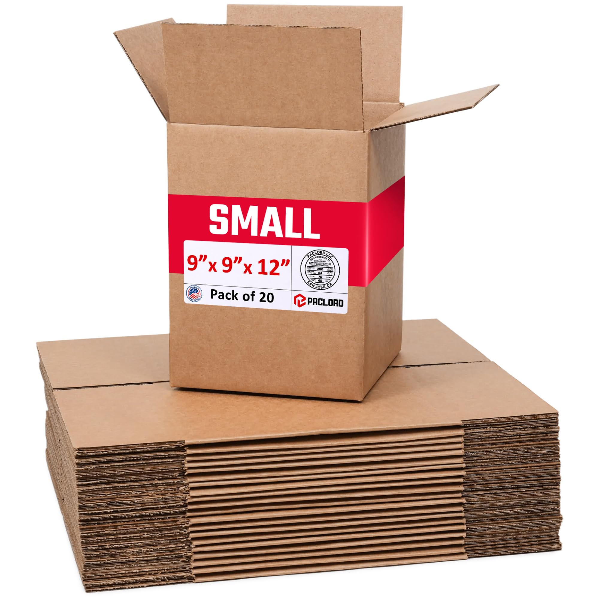 Small Cardboard Boxes 9"L x 9"W x 12"H (Pack of 20) - USA-Made Packing Boxes for Moving, Shipping, or Storage - USPS, UPS, FedEx Approved - Professional Packing Supplies for Moving | USA-Made Packing Boxes for Moving, Shipping, or Storage - USPS, UPS, FedEx Approved - Professional Packing Supplies