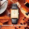 SEIKO Men's Essentials Watch - Essentials - Waterproof Stainless Steel Rectangular Case and Leather Strap, White - SWR052, Essential