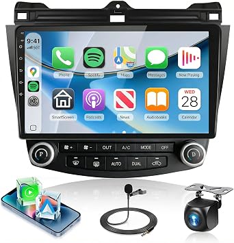 8Core 6G+128G Android 15 Car Radio Stereo for Honda Accord 2003-2007, Wireless CarPlay Android Auto, 5G WiFi GPS, 10" Touch Screen, Bluetooth Backup Camera, SWC, FM RDS