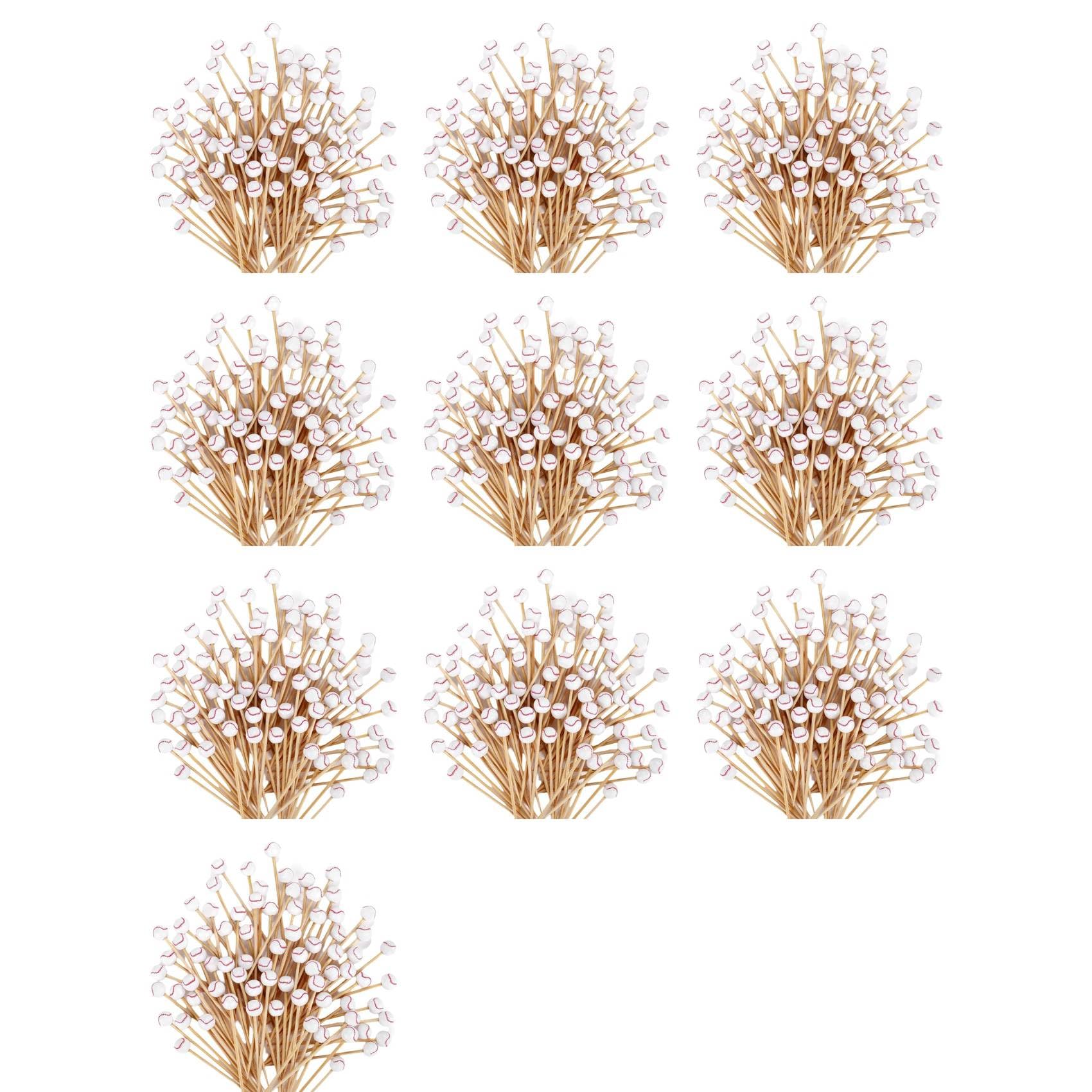 Hndhbfgrt 1000Pieces Baseball Decorative Bamboo Cocktail Picks Decorative Fruit Toothpicks