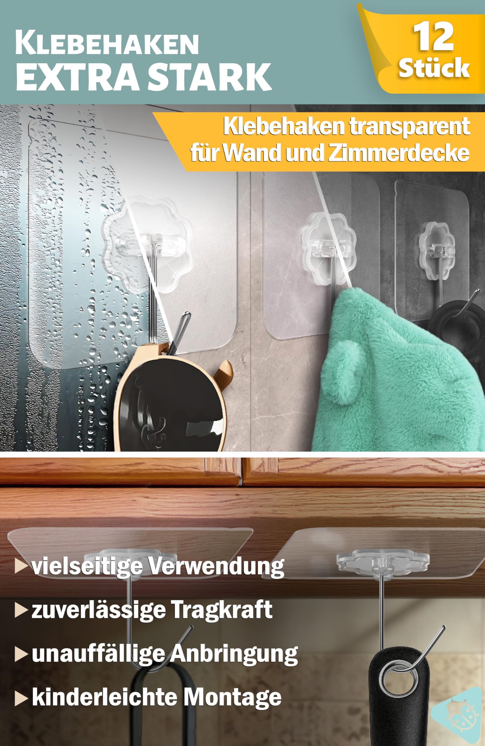 Ganci Adesivi Trasparenti - 10 Pezzi Con Portata Fino A 10 Kg, Senza Forare - Foto 10