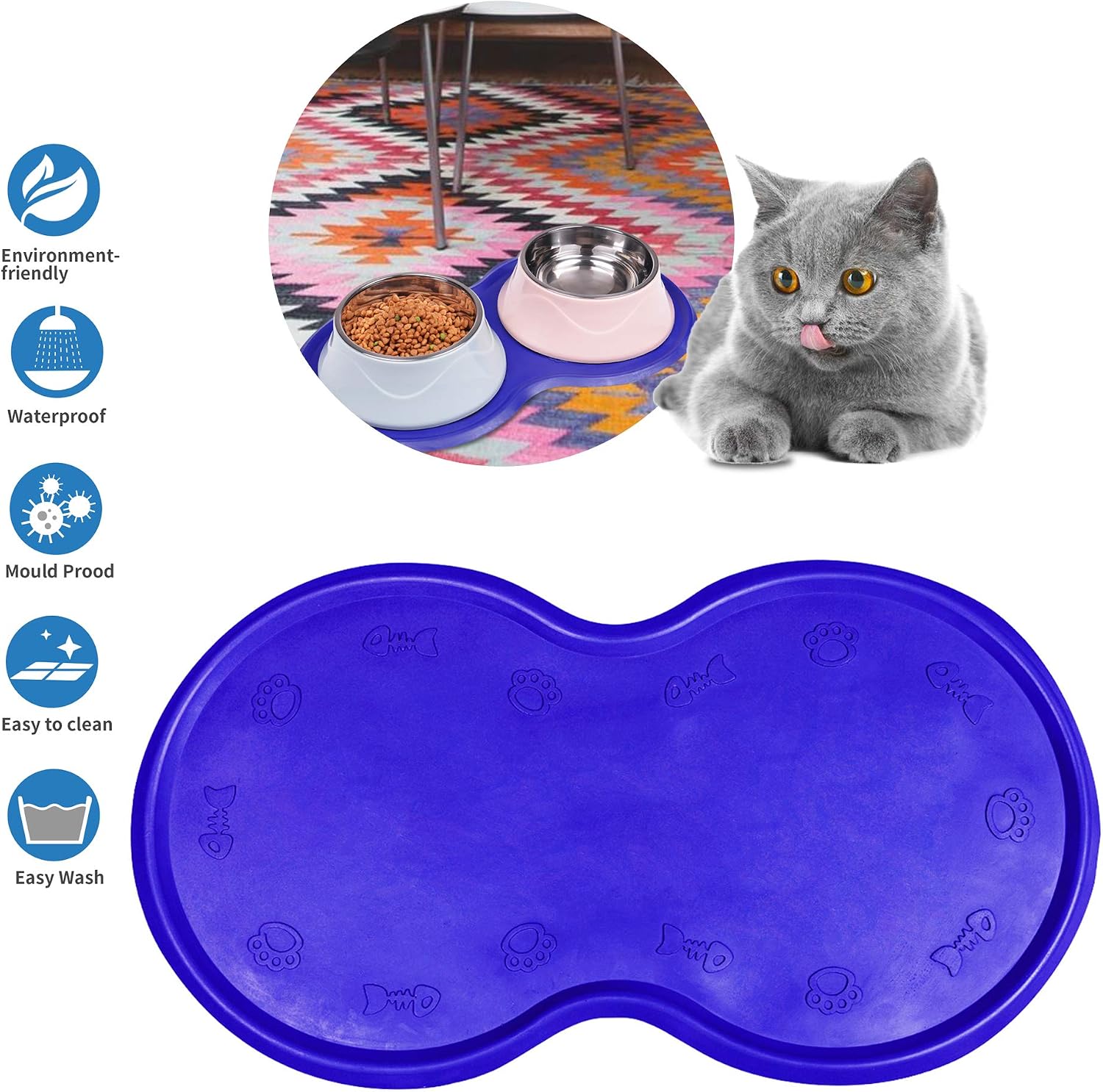 Dcxz Pet Feeding Mat Cat & Dog Mats for Food & Water - Flexible and Easy to Clean Feeding Mat - Non-Slip Waterproof Feeding Mat for Dog…