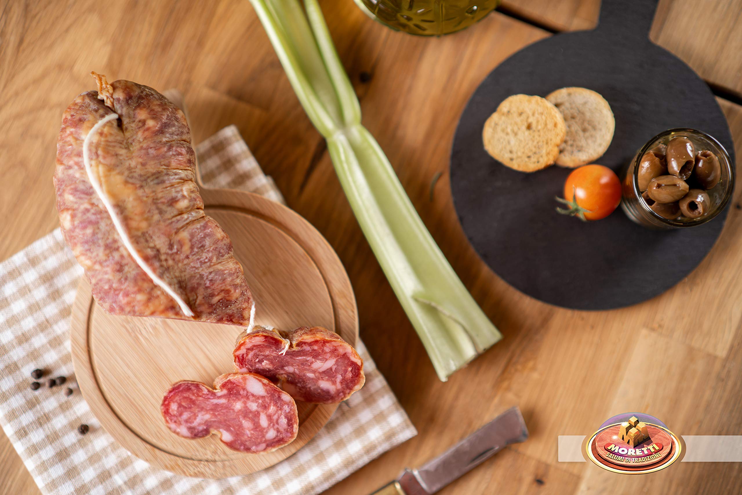Moretti® Soppressata Stagionata Artigianale | Salame Tradizionale | Prodotto In Calabria | In Regalo Tagliere In Legno (Senza Peperoncino 2 Confezioni) - 2