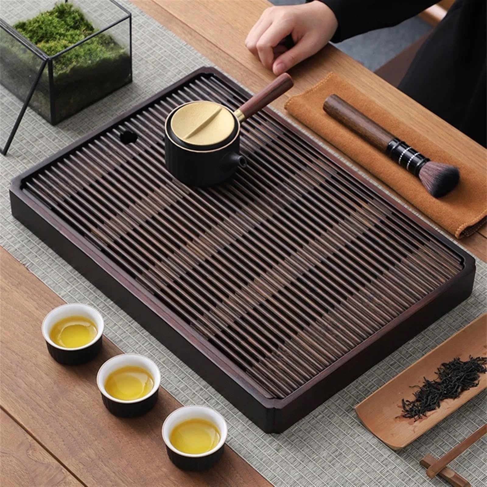 Bandeja Bandeja de té de Madera, Juego de té con Almacenamiento de Agua, Tablero de té Rectangular Simple, Bandeja de Almacenamiento de té(30x18x4cm)