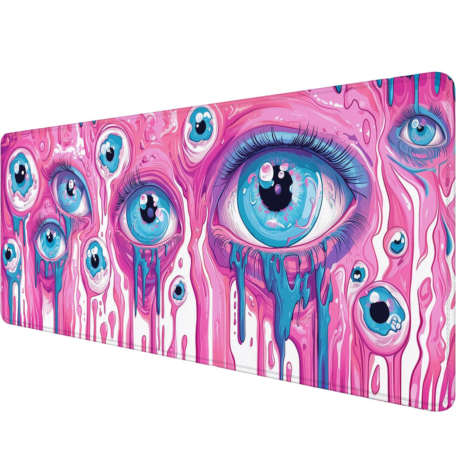 Eyes Gaming Mouse Pad Surreal Psychedelic Cute Alien Eyeball Pink Mousepad XL Large Gaming Mouse Pad Laptop Keyboard Mat Desk Pad Office Computer