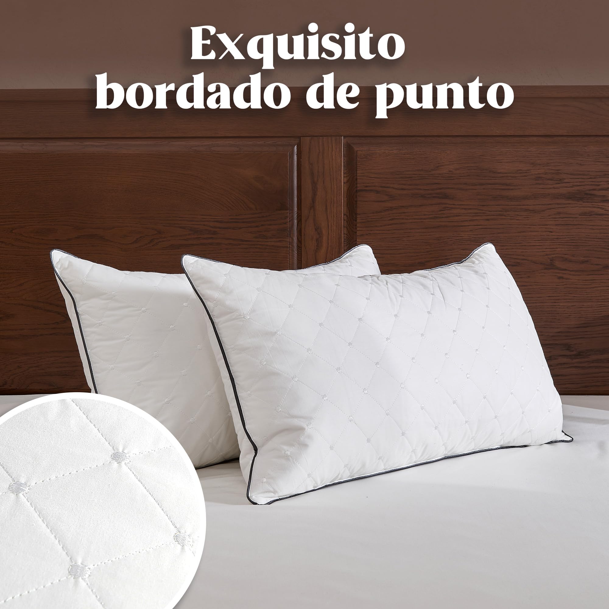 Deodar Almohada de plumón y Pluma de Ganso, 100% algodón Transpirable con Funda, Suave y cómoda, Lavable a máquina, certificación Oeko-Tex y RDS, 40 × 70 cm, Blanco