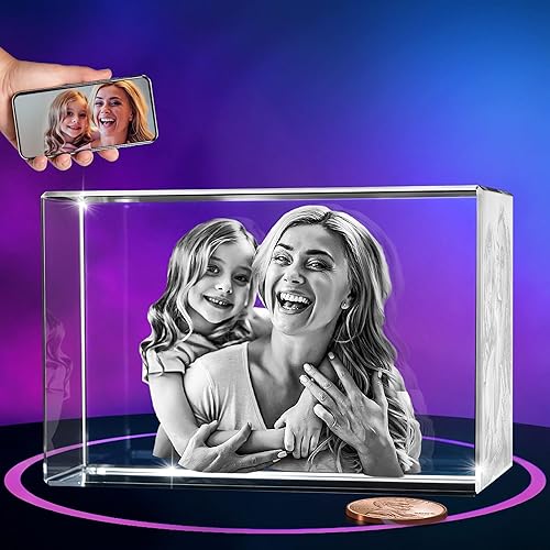 Miniatura 9 de ArtPix - Foto 3D de cristal de alta calidad, regalos para papá, mujeres, esposa, ella, abuelo, gran regalo personalizado con tu propia foto, grabado
