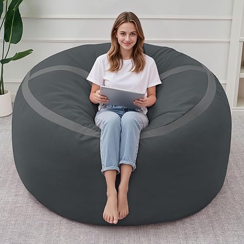 Miniatura 101 de HABUTWAY Puf gigante de 2 pies para adultos, con relleno de espuma viscoelástica, puf grande con funda de terciopelo holandés extraíble para sala de