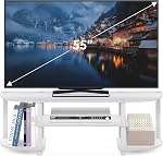 Furinno Turn-S-Tube TV Stand, 3-Tier Entertainment Center for TV up to 55 Inch, TV Console with Round Corner and Open Shelves, for Living Room, Bedroom, White