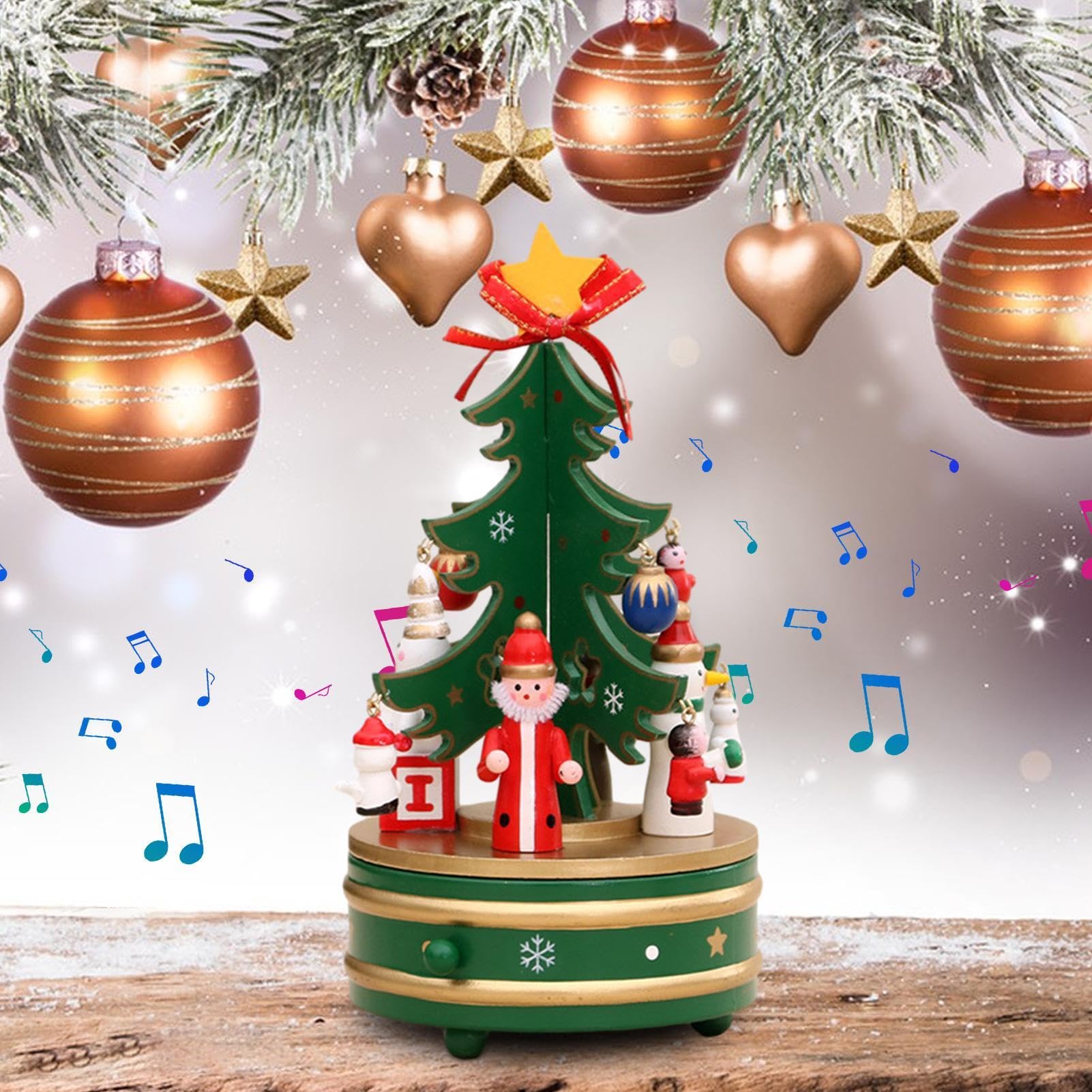 Amazon.co.jp: Wezalget クリスマスツリーオルゴール、木製クリスマス