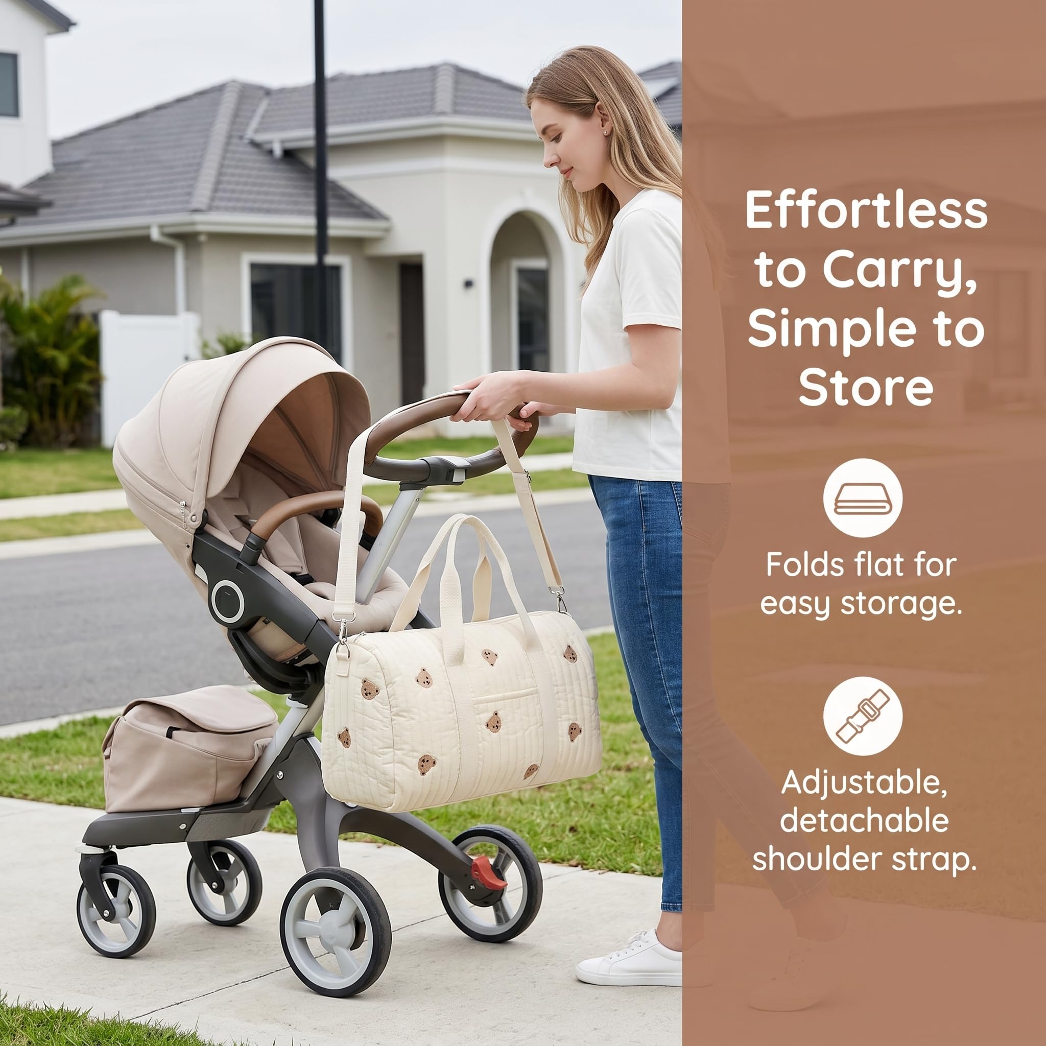 2er-Set Baby Wickeltasche Kliniktasche Reisewindeltasche Tragetasche Baumwolle Henkeltaschen Mom Bag Diaper Bag Wickeltasche für Unterwegs, Geburt im Krankenhaus, Reisen, Kinderwagen