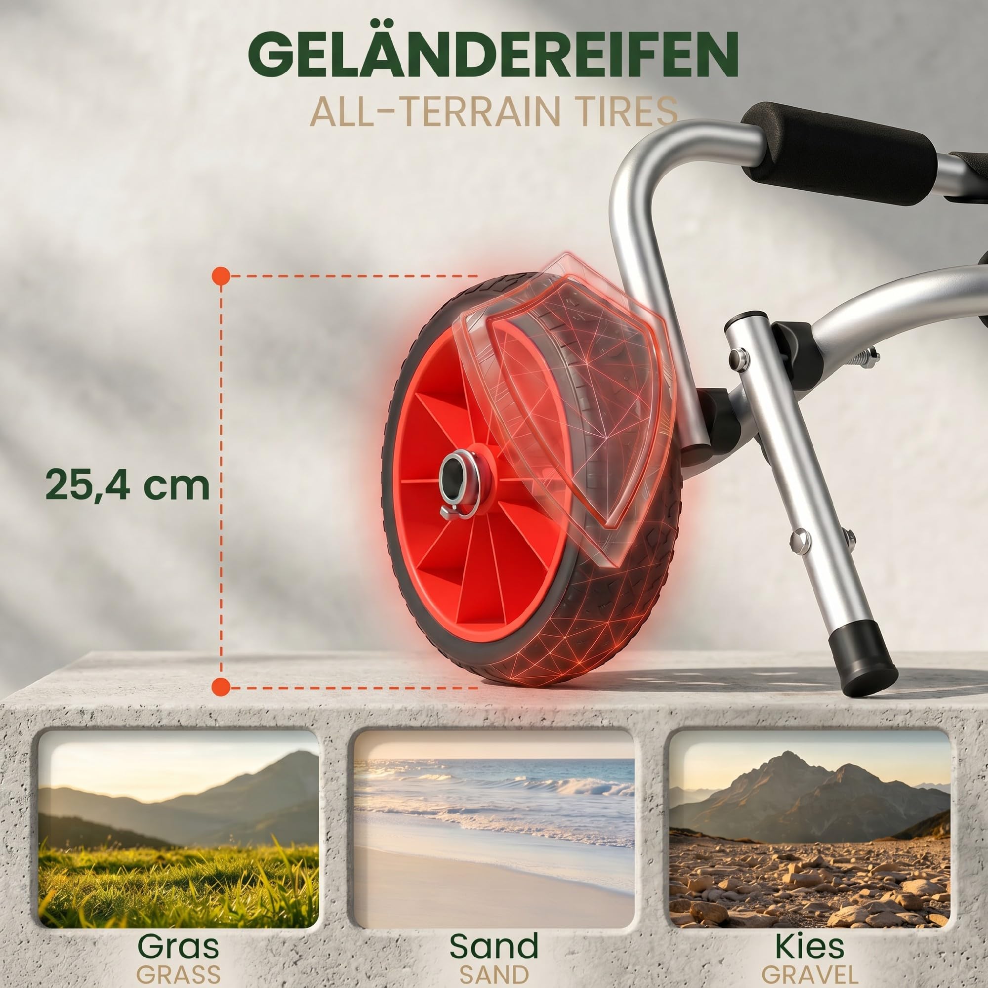 Outsunny Transportwagen Klappbar Alu Kajakwagen bis 70 kg mit Spanngurten und luftlosen Stollenreifen, Bootswagen Surfwagen Kanuwagen Bootstrailer Trolley für Schlauchboot