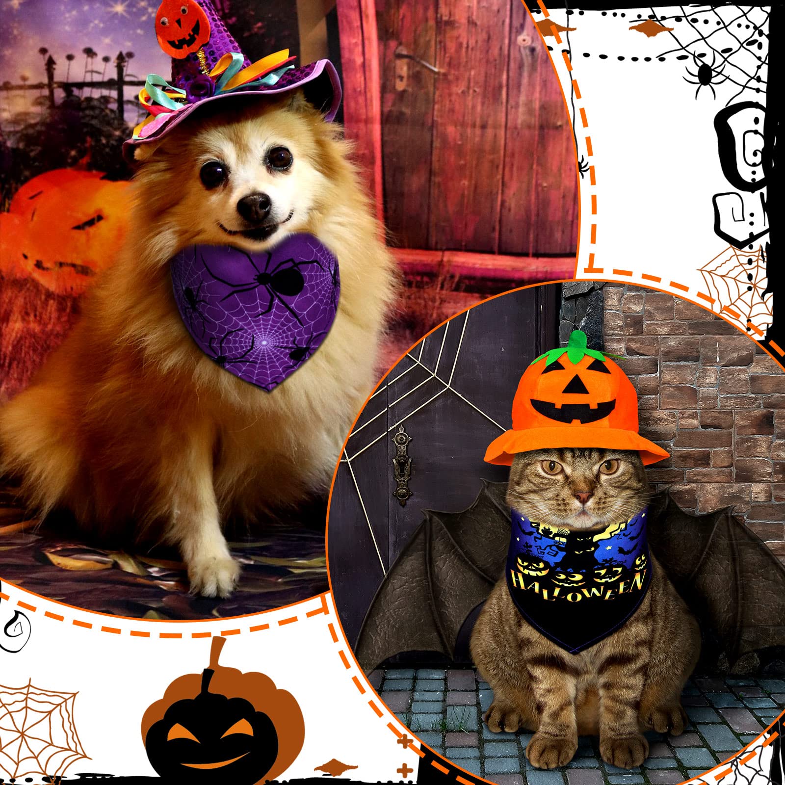Halloween Washable Reversible Triangle Dog Bandanas Purple