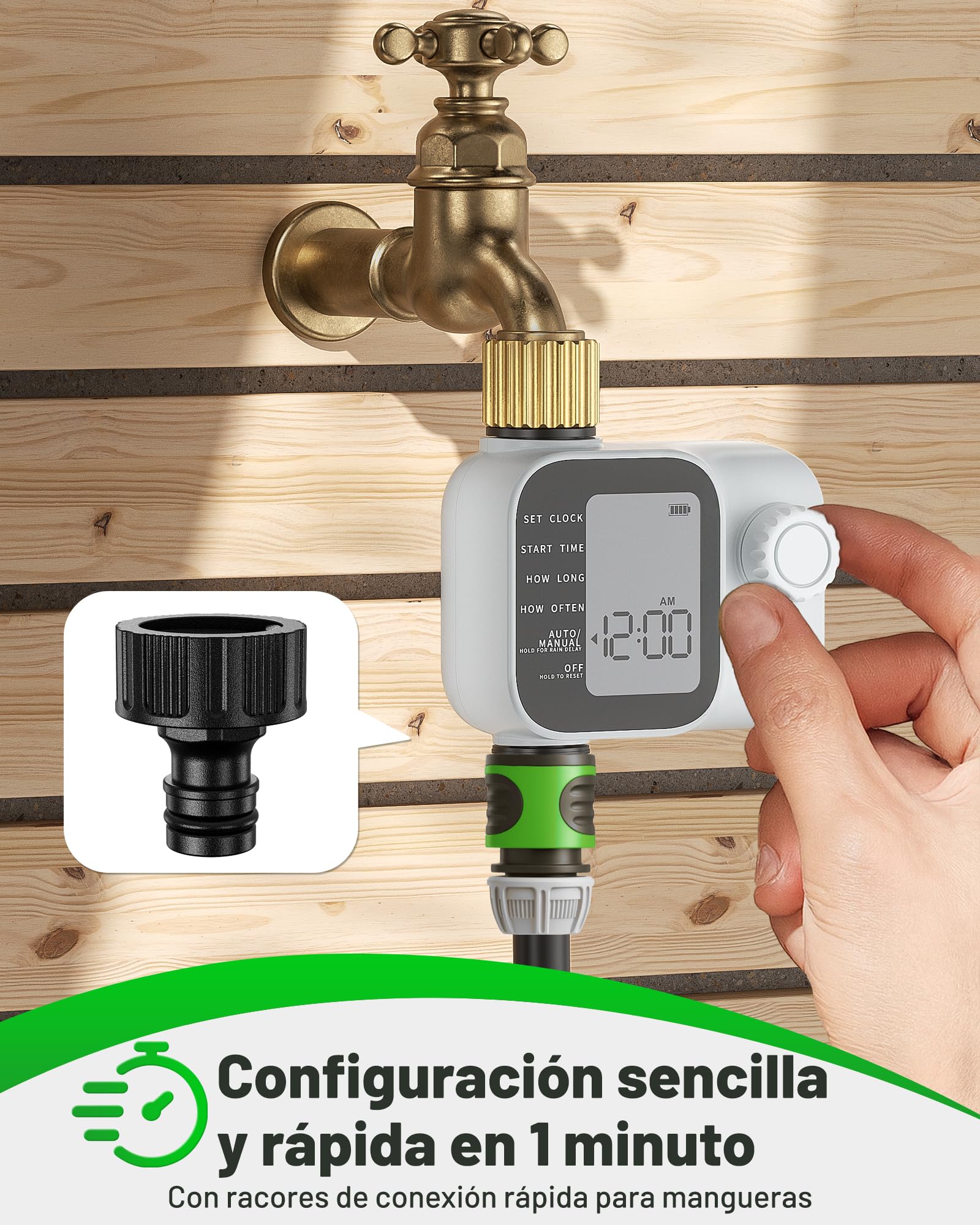 Programador de riego Unistyle | Nueva Edición 2026: Temporizador Riego Automático del Jardín, Manejo Sencillo e Intuitivo, Conexión de Latón de Alta Resistencia, Programas de Riego Flexibles
