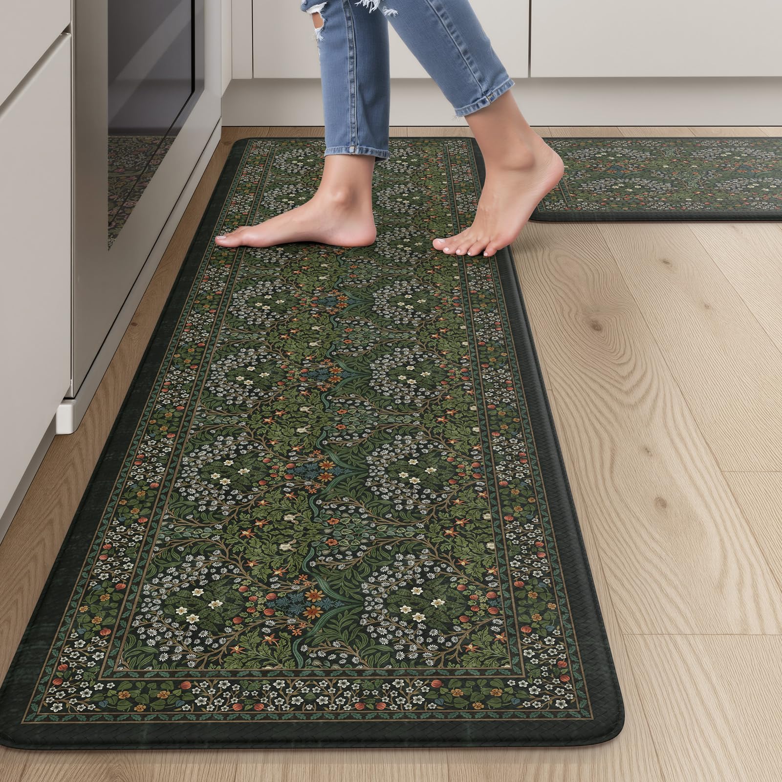 Collive Kitchen Mats Cushioned Anti Fatigue, Waterproof Kitchen Floor Mat Non Slip Desk Rugs Comfort Standing Rug for Sink, Office, Laundry, Home