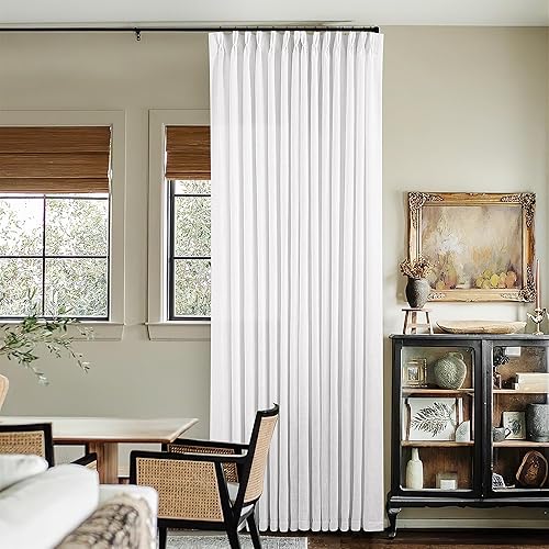 Miniatura 139 de Cortinas plisadas de lino neutro de 84 pulgadas de largo, juego de 2 paneles para sala de estar, comedor, con trabilla trasera de pliegues pinzados,