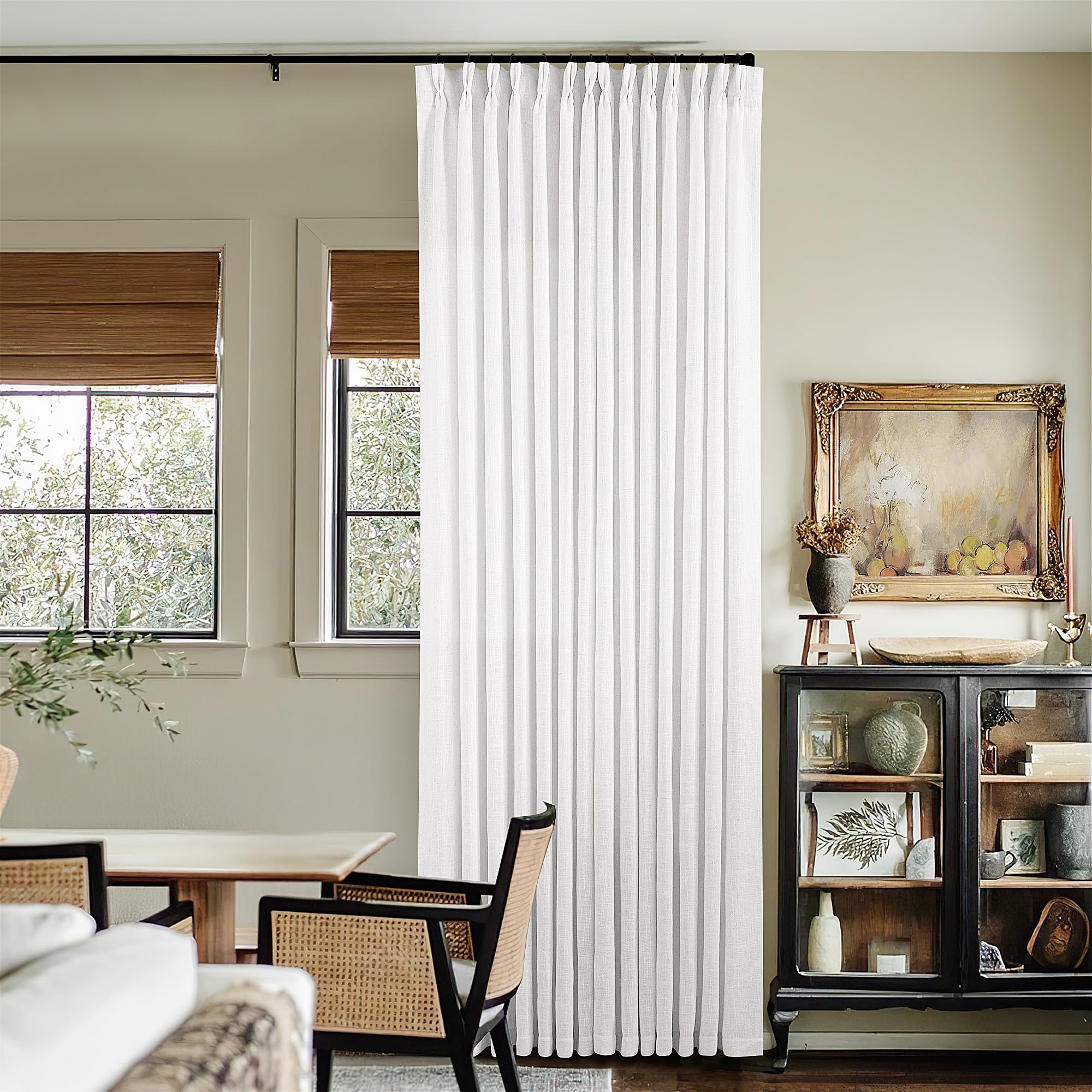 TWODRAPES Snow White Pinch Pleated 105 Inch Curtains 2 Panels for Windows