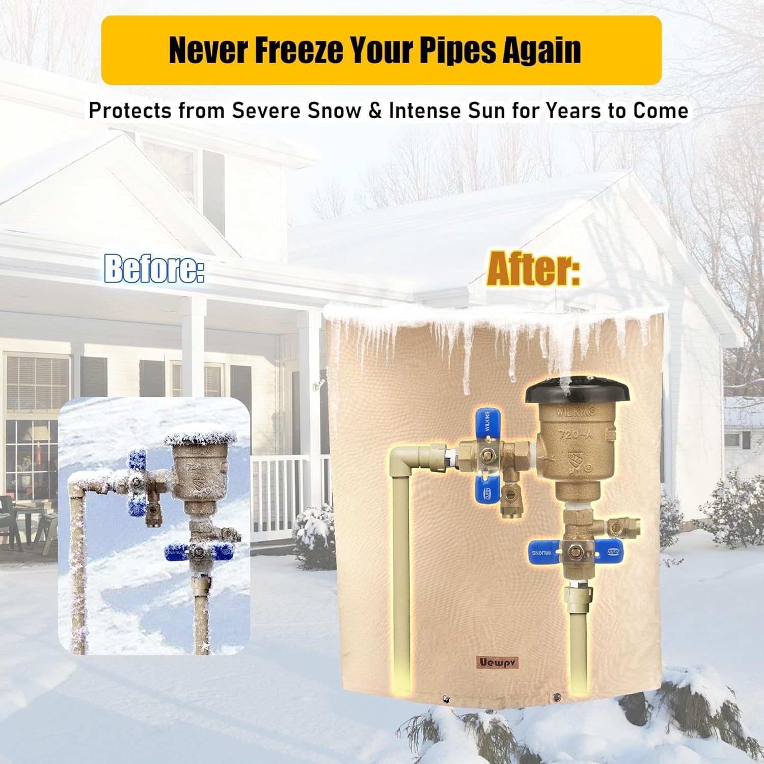 Backflow Preventer Cover Insulated-Sprinkler Covers for Outside-with Thicker 5 Layers Fabric,24" Wx30 H -Backflow Insulation Cover Protect Water Meters,sprinklers from Damage During Winter