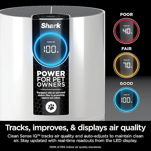 Miniatura 4 de Shark HP102PET Clean Sense - Purificador de aire para el hogar, alergias, pelo de mascotas, filtro HEPA, 500 pies cuadrados, habitación pequeña,