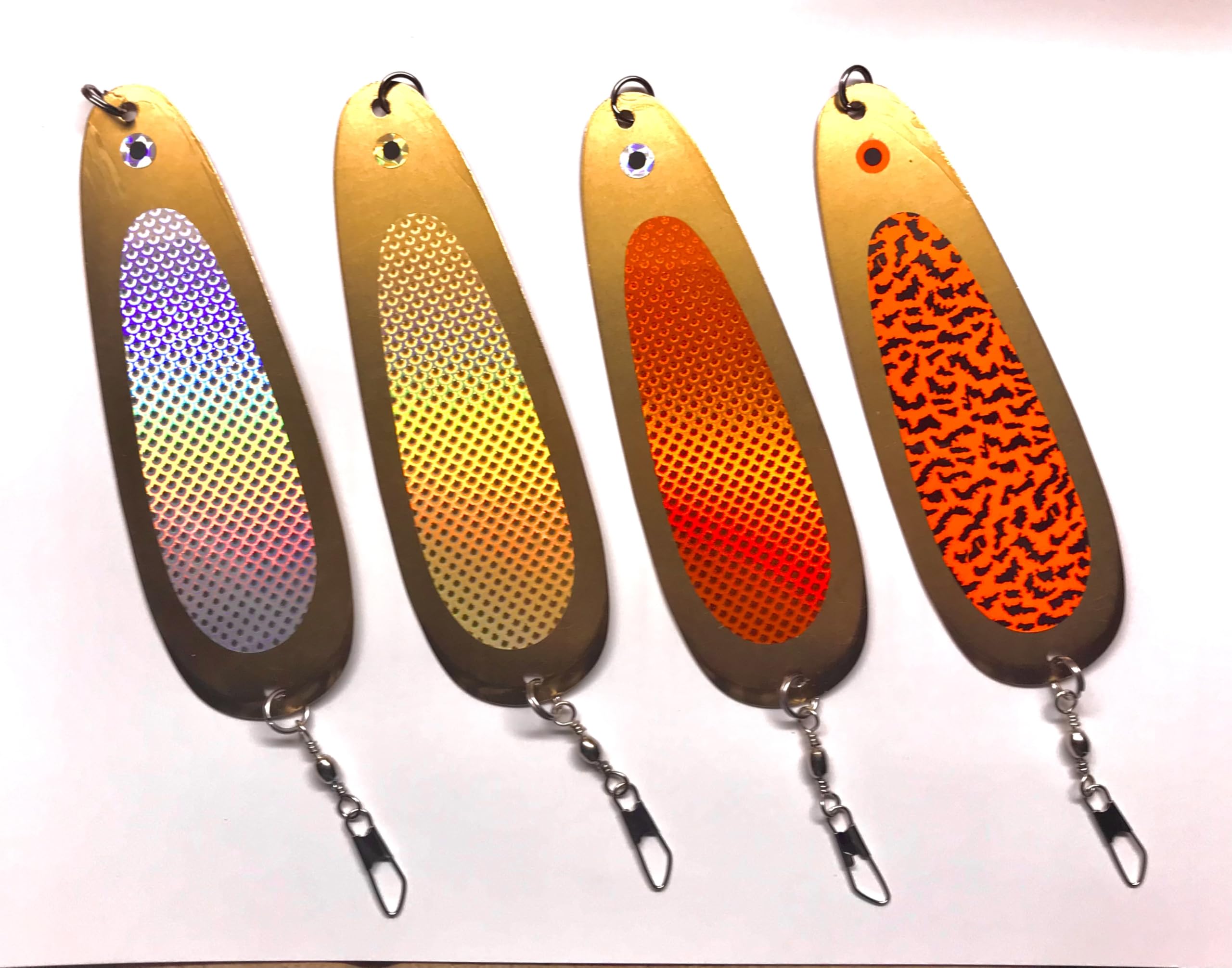 Montana Tackle Trolling Dodgers (4): 5.5-inch Polished Brass Assortment
